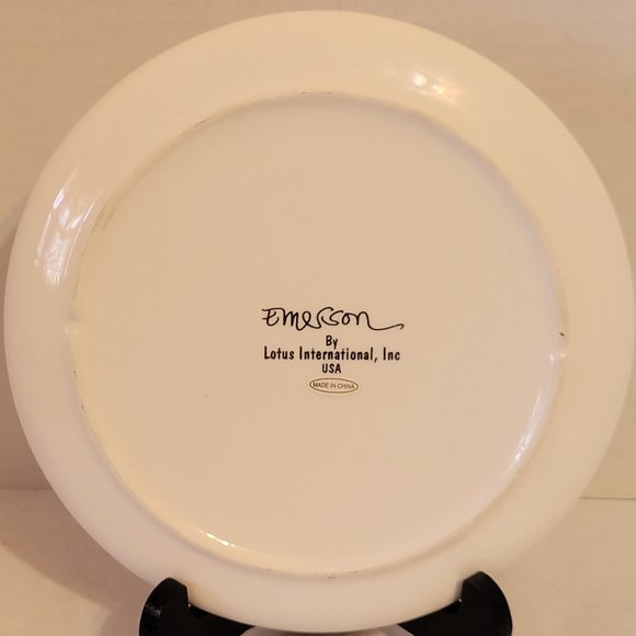 Lotus International Dessert Salad Plates White & Black Emerson Abstract Art - Picture 6 of 8